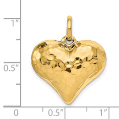 14K Gold Hammered 3-D Heart Pendant