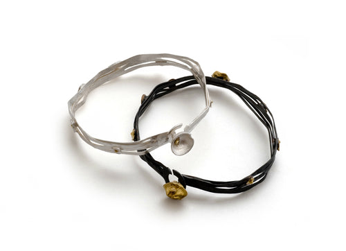 Acorn Cup wrap bangle in 18k gold and Sterling silver