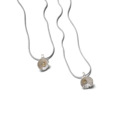 Small Acorn Cup Pendant in Sterling Silver with Diamond Accent