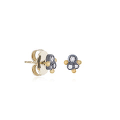 Dylan Small Post Earrings with Gold Granulation and Diamonds