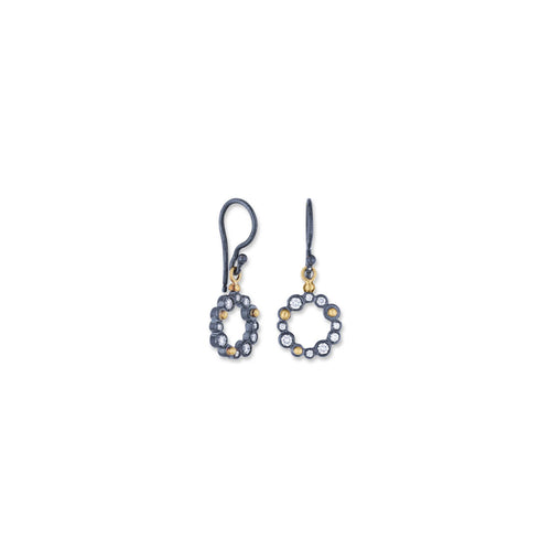 Dylan Round Drop Earrings with Gold Granulation and Diamonds
