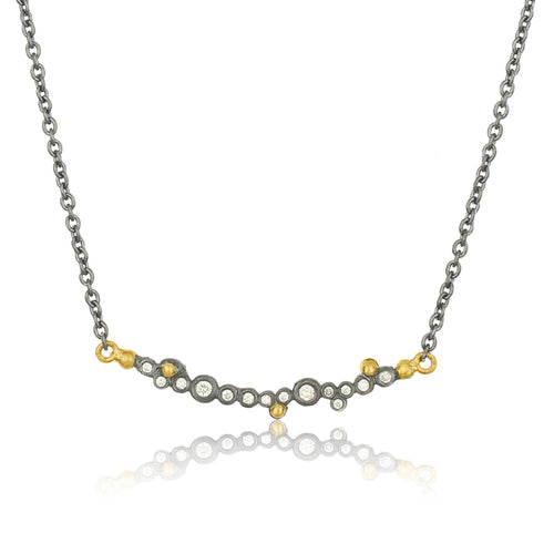 Dylan Bar Necklace with Gold Granulation and Diamonds