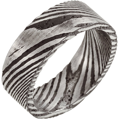 Damascus Steel Dome Shape 6 mm Patterned Comfort Fit Band
