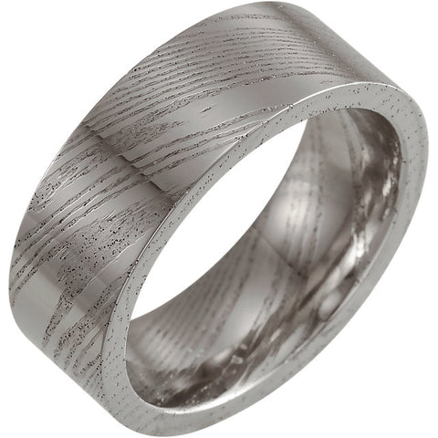 Damascus Steel 8 mm Patterned Square Band