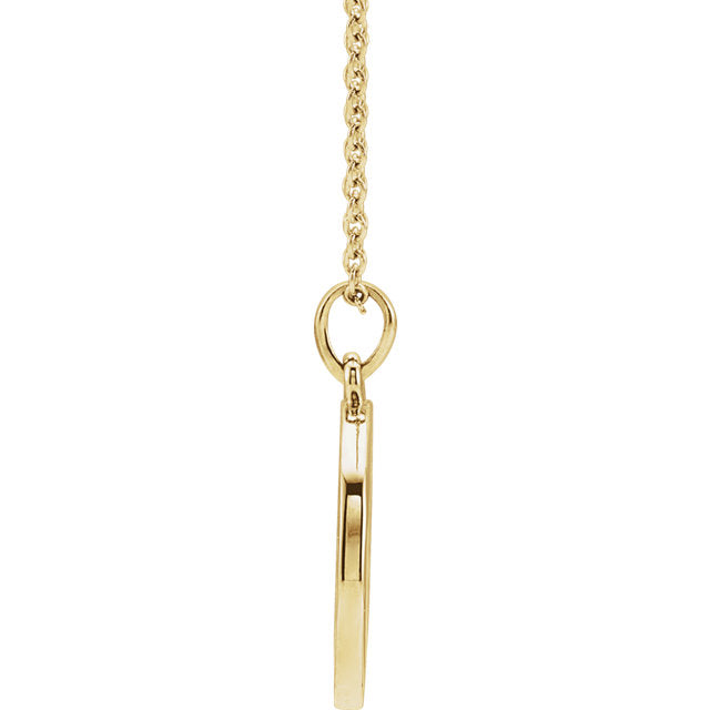 Solid gold sideways mini key necklace with personalized initial in 10K, 14K  or 18K gold.