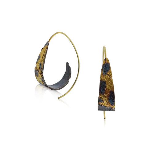 Spiral Dahlia Gold Hoop Earrings