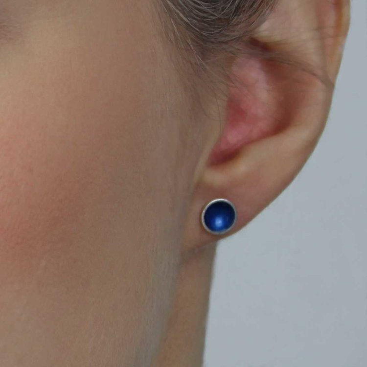 Large Enamel and Silver Target Studs Earrings - Inner Enamel