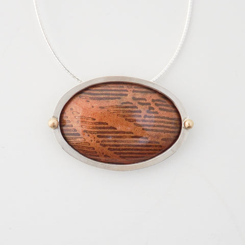 Copper and Silver Mokume Gane Heart Necklace