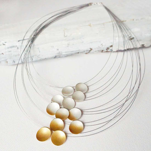 Silver and Gold Ombre Multi-Strand Electra Necklace