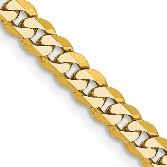 14k Yellow Gold Flat Curb Link Chain Cuban Link