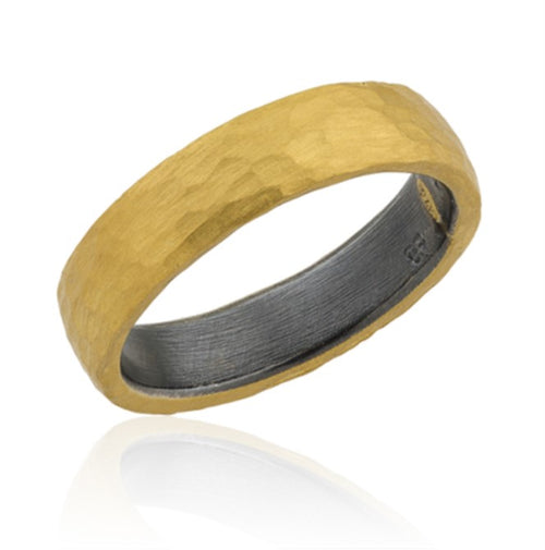 24k Gold & Oxidized Sterling Silver Flat "Fusion" Band