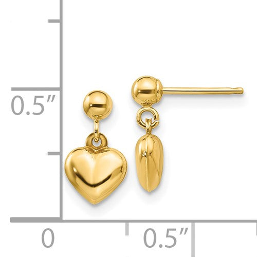 14k Madi K Puffed Heart Post Dangle Earrings – Lireille