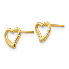 14k Gold Open Heart Post Earrings