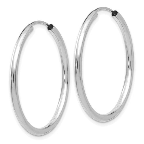 14k White Gold 2mm Wide 30mm Polished Endless Hoop Earrings