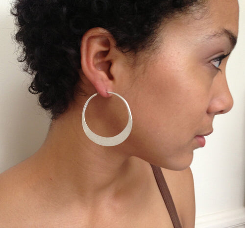 Hand Forged Sterling Silver Hammered Hoops