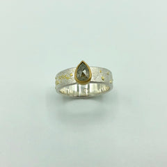 Natural Rose Cut Pear Diamond Ring