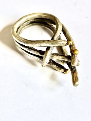 18k Ball Silver Ring