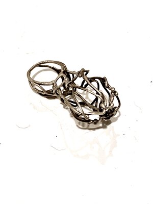 18k Ball Silver Ring