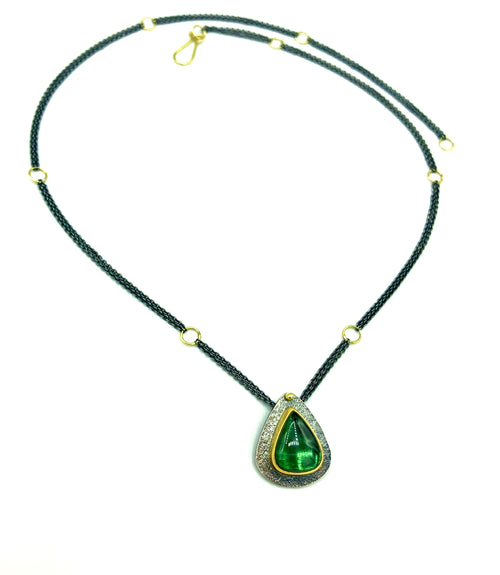 22k Gold Green Brazilian Tourmaline Necklace