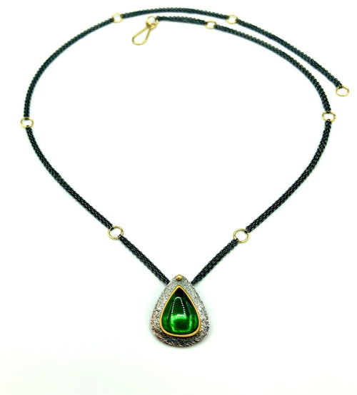 22k Gold Green Brazilian Tourmaline Necklace