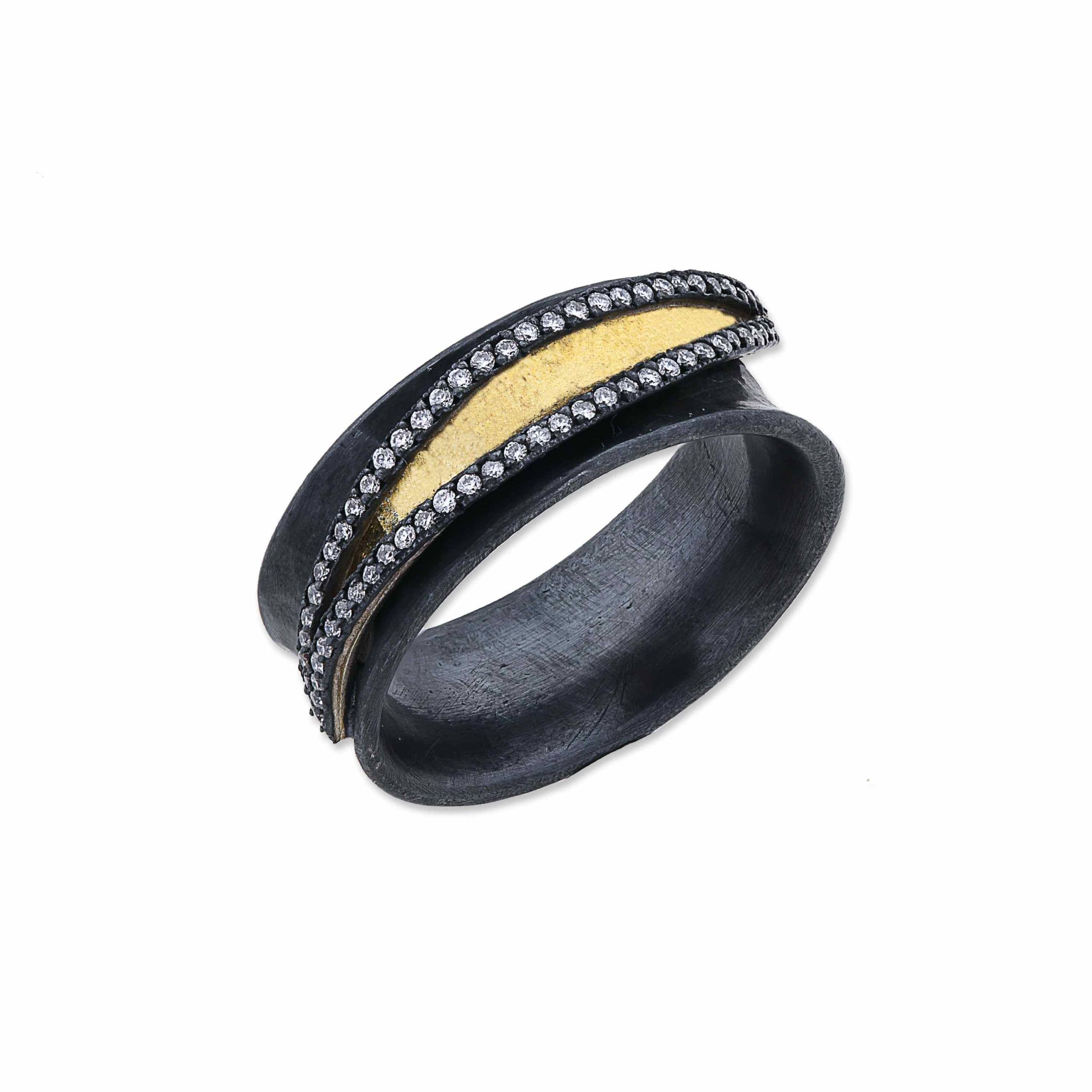 Inversion Ring 24K Gold & Oxidized Sterling Silver With Diamonds – Lireille