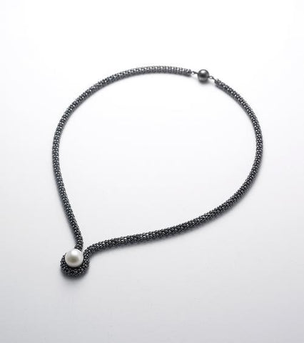 Nylon Mesh Necklace with Swarovski Crystal Bead