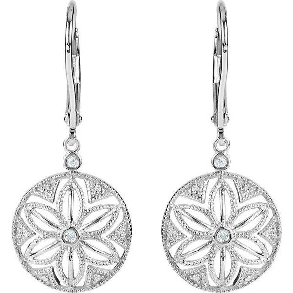 Vintage Inspired Sterling Silver .08 CTW Diamond Earrings – Lireille