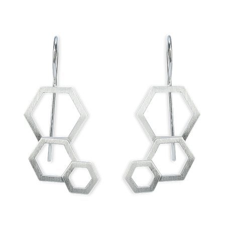 Bee Mine Open Hexagon Drop Earrings in Vermeil