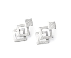 Diamond Squares Two-parts Earrings