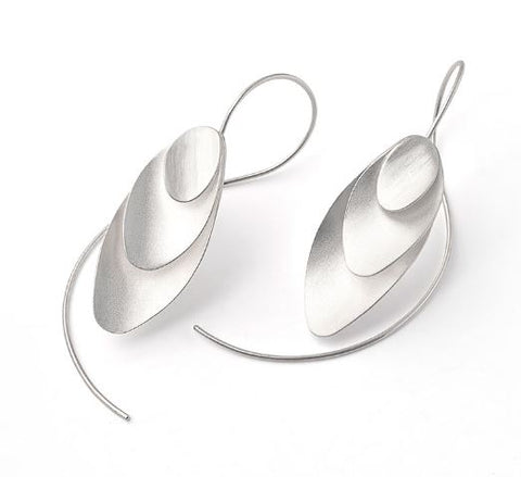 Curved Oval Leaf Earrings