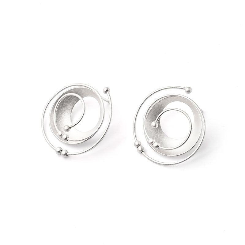 Angular low D shape, 925 sterling silver hoop earrings, oxidized
