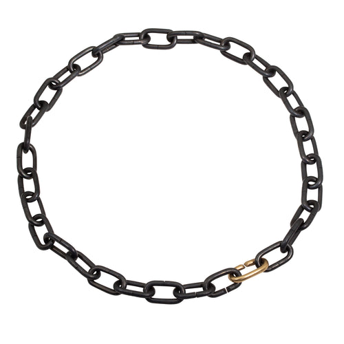 Heavy Steel Chain Necklace with Chunky Gold Link Highlight
