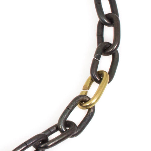 Heavy Steel Chain Necklace with Chunky Gold Link Highlight
