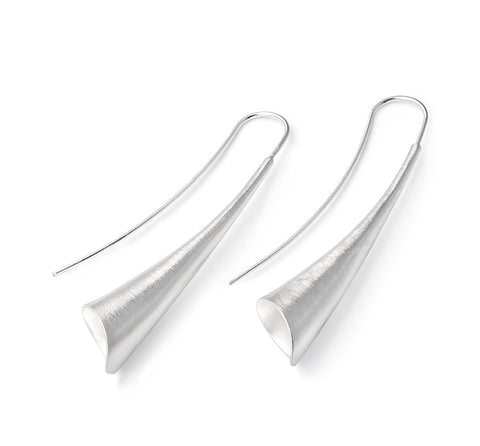 Origami Folded Stud Earrings-Silver