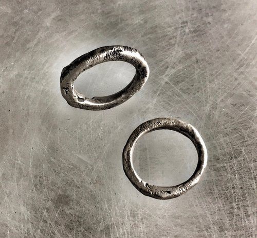 Sterling Silver Molten Wedding Bands