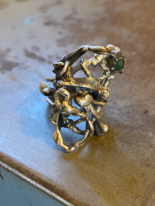 Molten Boone Ring with Emerald