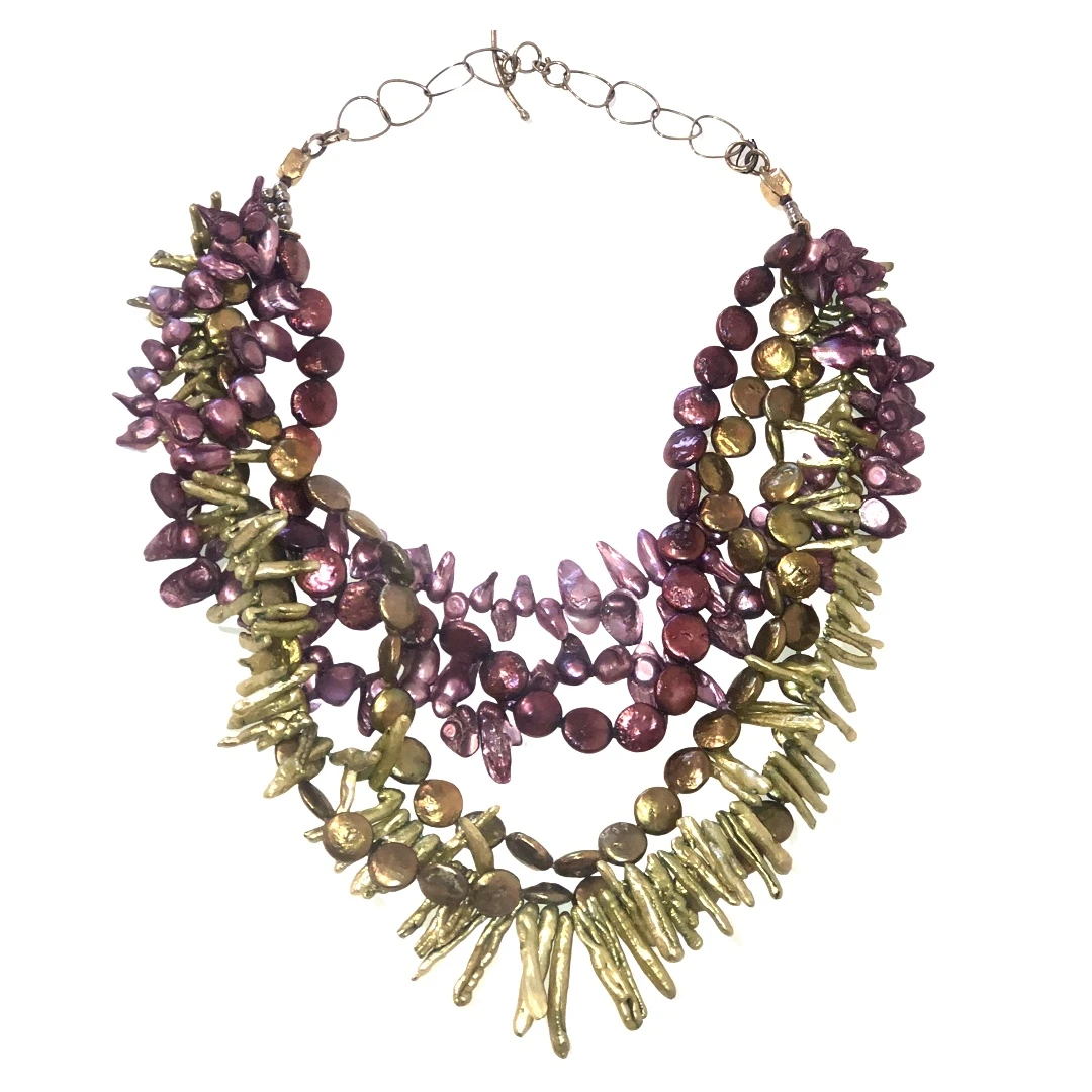 Multi-color Freshwater Pearl Statement Necklace