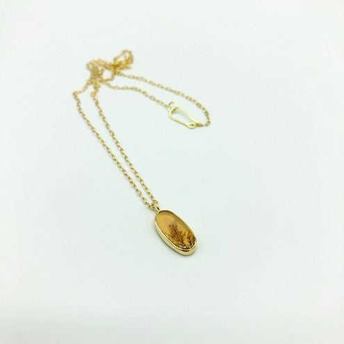 Solid 18k Gold Petite Dendritic Quartz Necklace