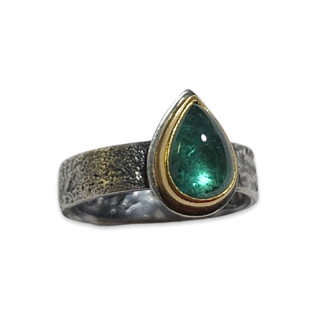 Shield Ring with Green Tourmaline
