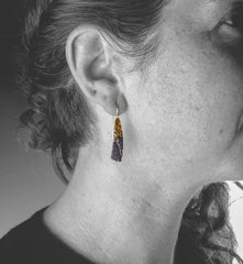 Ombre Blade Gold Earrings - Model