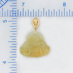 18k Yellow Gold Yellow Jadeite Jade Buddha Pendant
