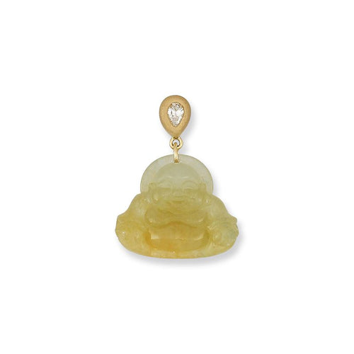 18k Yellow Gold Yellow Jadeite Jade Buddha Pendant