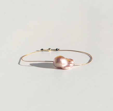 Amethyst and Pearl Gold-Filled Adjustable Bracelet