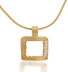 Square Pave Necklace with Black Spinels