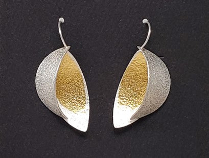 Leaf Earrings in Silver and Gold with Handmade Ear Wires