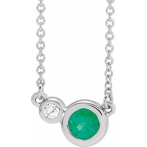 Platinum and Lab-created Emerald and Diamond Necklace.