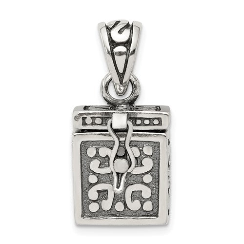 Sterling Silver Square Prayer Box Pendant