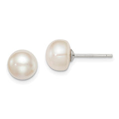 9-10 mm White Freshwater Cultured Button Pearl Stud Earring