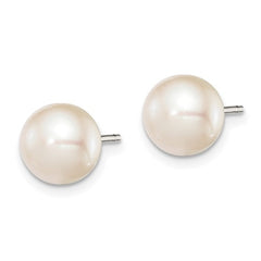 9-10 mm White Freshwater Cultured Button Pearl Stud Earring