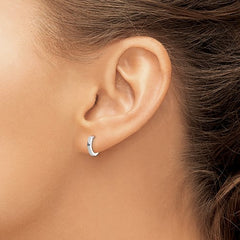 Sterling Silver Rhodium Polished Hinged Hoop Earrings